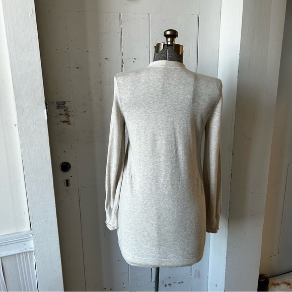 J. Jill Heather Beige Lightweight V-Neck Tunic Knit Cardigan - Picture 4 of 14